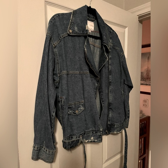 💙Rare ZARA Artist Drawing Denim Jacket Snaps Zipper Fall Autumn Size Large L💙 - Picture 6 of 16